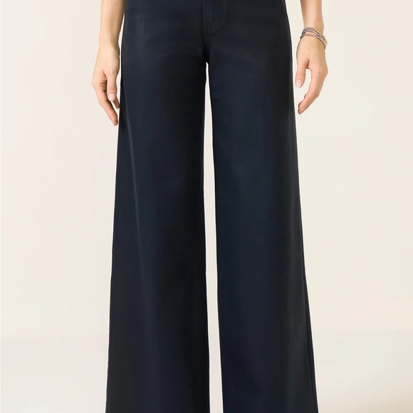 PAIGE coated Women's Wide Leg navy Jeans - Picture 5 of 8